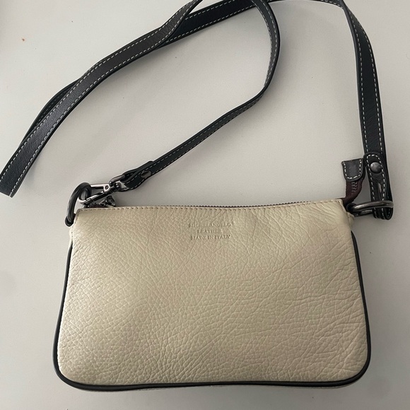 Michaelangelo Crossbody Handbag Soft Leather 2 Tone Cream Purse Made In Italy - Picture 5 of 12